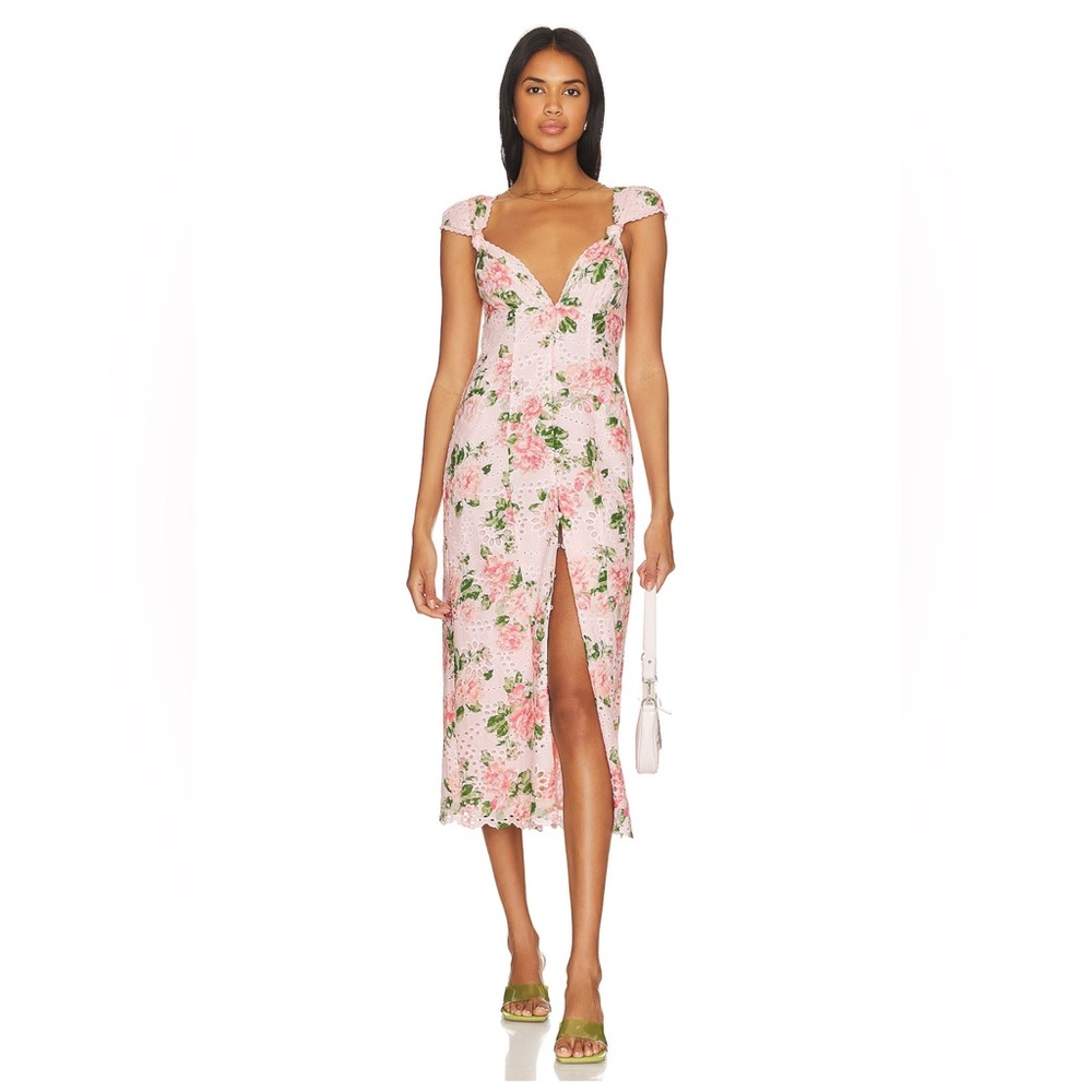Majorelle Chrishelle Midi Dress in Pink & Green